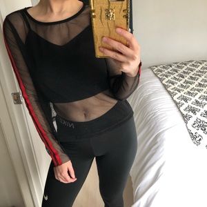 Black mesh crop top